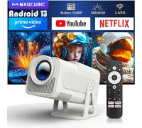 Projecteur Magcubic Mini sous licence Netflix avec Wifi BT5.2 1080P HY320 NTV, correction automatique de la distorsion trapézoïdale, commande vocale, applications intégrées White