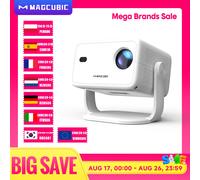 Projecteur Magcubic Native 1080P 650ANSI 8K Android14 L018 avec correction automatique de la distorsion trapézoïdale, mise au point, Wifi6, BT5.4, portable, pour films en extérieur L018-White