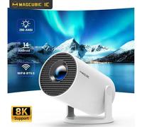 Projecteur magnétique HY300 Pro 8K Android 14 double Wifi6 290ANSI Allwinner H726 BT5.4 1080P 1280*720P projecteur extérieur de cinéma maison Grey Bag