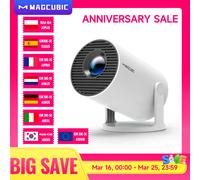 Projecteur magnétique HY300 Pro 8K Android 14 double Wifi6 290ANSI Allwinner H726 BT5.4 1080P 1280*720P projecteur extérieur de cinéma maison Grey Bag