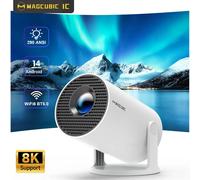 Projecteur magnétique HY300 Pro 8K Android 14 double Wifi6 290ANSI Allwinner H726 BT5.4 1080P 1280*720P projecteur extérieur de cinéma maison Grey Bag