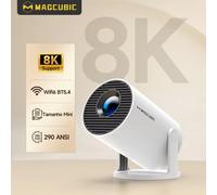 Projecteur magnétique HY300 Pro Android 14 8K double Wifi6 290ANSI Allwinner H726 BT5.4 1080P 1280*720P projecteur extérieur de cinéma maison HY300Pro-White