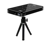 Projecteur Mini DLP, 3D 4K HD 1080P Portable Smart WiFi DLP Beamer Projecteur avec Trépied Home Theater Player Prise en du Système Android/HDMI/USB/Bluetooth/TF Card (EU