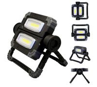 Projecteur Multi Positions - Sans Fil - Orientable 360° - 2 COB x 10 W - 1000 LM - Lumières indépendantes - Plastique résistant - Compact - Léger