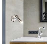 Projecteur Murale LED Lampe Spot Mobile Nickel Mat Interrupteur T 14 Cm