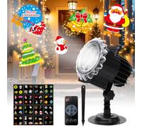 Projecteur Noël Extérieur Décoration - Lampe Projection LED avec 64 Dessins Animés et Télécommande, Projecteur de Flocons de Neige, IP44 Étanche, pour Jardin, Fenêtre, Fête, Noël, Halloween