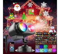 Projecteur Noel Exterieur pour Fenêtre Étanche 2en1 Projecteur de Noel Avec 10HD Films et 10 Couleurs Vagues de Mer Avec Télécommande et Minuterie Pour Vacances Fêtes Décoration Jardin Halloween