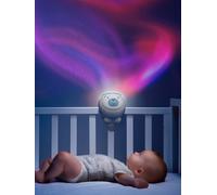 Projecteur 2en1 Ours Polaire First Dreams, pour berceau et à poser, veilleuse pour enfants, projection d'une aurore boréale, musique classique relaxante et sons de la nature, Pour bébés, 0M +, Bleu