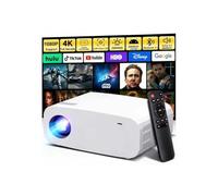 Projecteur P7 Pro, projecteur portable 4K avec WiFi et Bluetooth 1080p, correction électrique Keystone, Netflix/PrimeVideo/YouTube intégré, projecteur de film intérieur et extérieur (blanc)