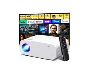 Projecteur P7 Pro, projecteur portable 4K avec WiFi et Bluetooth 1080p, correction électrique Keystone, Netflix/PrimeVideo/YouTube intégré, projecteur de film intérieur et extérieur (blanc)