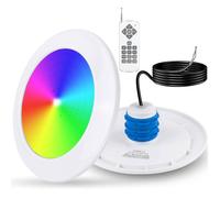 Projecteur Piscine Vissable avec Filetage 1 1/2"",25W RGB LED Eclairage Piscine avec Télécommande,Ø180mm,IP68 Étanché Lampe,12V AC/DC