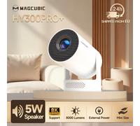 Projecteur portable Magcubic HY300 Pro+ 8K Android 14, 8000 lumens, WiFi 6, BT5.4, cinéma en plein air, haut-parleur HiFi 5W, prise en charge de la résolution 720P HD HY300 Pro-White