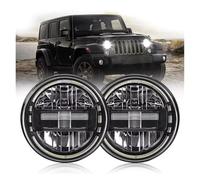Projecteur Principal auto Pour Jeep pour Wrangler JK 7 ''phare Led pour Lada Niva 4x4 H4 feux croisement feux route ronds feux circulation voitures Feux Phares(2 piece Black)