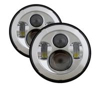 Projecteur Principal Phare Rond De Voiture 7 ", 2 Pièces, Kit De Phares LED pour Land pour Rover pour Defender 90 110 Faisceau Haut Et Bas Accessoire Tout-Terrain 4x4 Feux Avants Auto(Chrome 2pcs)