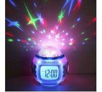 Projecteur Radio Réveil étoile LED LCD Alarm Musique Thermomètre Pr Cateau Noël Ciel étoilé LED reveil pour les enfants MKK74