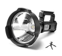 Projecteur rechargeable, étanche IPX6, 4 modes d'éclairage, lampe de poche longue portée avec poignée antidérapante et trépied pour la randonnée, le camping