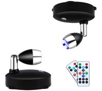 Projecteur Sans Fil LumièRes D'Accent à Piles, Projecteurs à LED à Intensité Variable avec Applique Murale Rotative à Distance (Paquet de 2)