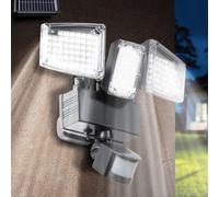 Projecteur Solaire 3 Têtes 178 Led Détecteur De Mouvement Noir