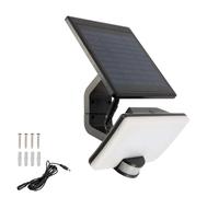 Oxeo Projecteur solaire avec détecteur de mouvement - 10W - Panneau déportable - Blanc - Eclairage Extérieur Entrée Jardin Patio