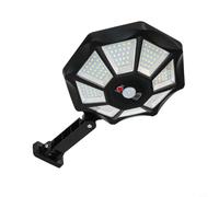 Projecteur solaire super lumineux à 360° avec détecteur de mouvement et télécommande, éclairage de sécurité étanche pour rue, jardin, construction ABS 6500 K haute luminosité pour tous les temps (168