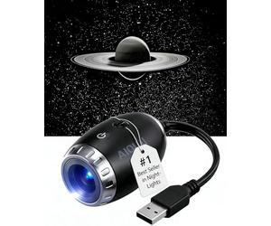 Projecteur USB, projecteur d'étoiles galaxie 2 en 1, veilleuse 4 modes cosmiques, mini projecteur HD, mise au point réglable, cou flexible à 360°, projecteur de lumière USB pour chambre à coucher (4S)