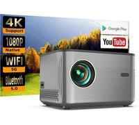 Projecteur Video 4K Supporté, Vidéoprojecteur 5G WiFi Bluetooth, Full HD 1080P Natif Rétroprojecteur Home Cinéma pour Android iOS Windows USB HDMI Compatible Smartphone, PS5, Fire TV Stick