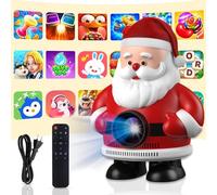 Projecteur vidéo portable 1080p avec WiFi et Bluetooth, Père Noël, mise au point manuelle, angle réglable pour chambre à coucher, cadeau de Noël pour la famille