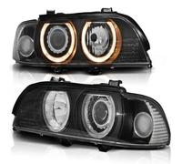 Projecteurs Angel Eyes Pour BMW Série 5 E39 95-00 Noir, Avant Gauche/Droite