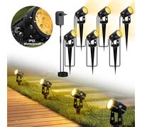 Projecteurs de jardin avec piquet de terre, Pack de 6, Projecteur de jardin Led extérieur étanche, Eclairage de jardin avec électricité Blanc chaud 3W Pour l'éclairage des terrasses de jardin