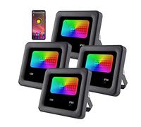 Projecteurs Extérieurs Intelligents 15W, Projecteurs LED, Changement de Couleur RVB, Contrôle et Synchronisation de L'application Bluetooth et IP66 Étanche, pour L'éclairage de Scène de Jardin
