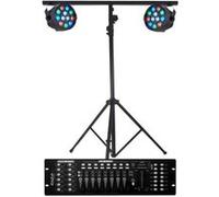 projecteurs ibiza a led pack light 2 par mini rgbw contrôleur dmx+ portique