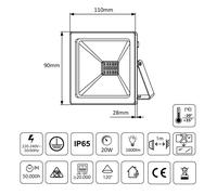 Maclean Projecteur LED Slim MCE520 NW 20W 1600 lm 4000K IP65 PREMIUM G