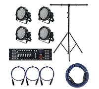 Projecteurs Showlite FLP-144 Set de 4 incl. Showlite Master Pro USB | Nombre de LED: 144 x LED 10 mm, Mélange de couleurs: 144 LED/RGB mixing, Alimentation: 90-240V - 50/60Hz, Power In/Out, 5 kg