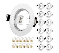 Projecteurs Spot Encastrable GU10 Set Cadre Avec Douille Céramique GU10, Blanc Mat Rond Cadre de Montage Spot LED, Ouverture Ø55mm-70mm, Pour Spots de Plafond, Lot de 12