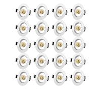 Projecteurs Spot Encastrable GU10 Set Cadre Avec Douille Céramique GU10, Blanc Mat Rond Cadre de Montage Spot LED, Ouverture Ø55mm-70mm, Pour Spots de Plafond, Lot de 20