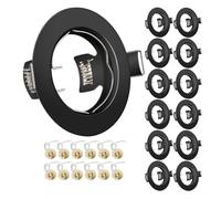 Projecteurs Spot Encastrable GU10 Set Cadre Avec Douille Céramique GU10, Noir Mat Rond Cadre de Montage Spot LED, Ouverture Ø55mm-70mm, Pour Spots de Plafond, Lot de 12