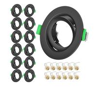 Projecteurs Spot Encastrable GU10 Set Cadre Avec Douille Céramique GU10, Rond Noir Mat Cadre de Montage Spot LED, Orientable A 30°, Ouverture Ø68mm-80mm, Pour Spots de Plafond, Lot de 12
