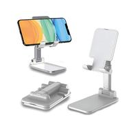 ProjectFont Support de téléphone et support de tablette 2 en un pliable réglable pour tablette de bureau compatible avec tous les smartphones Stand Dock Compact (4 à 12, 9") (Blanc)