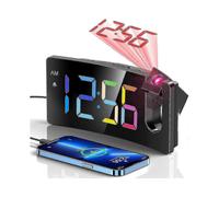 Projection Alarm Clock, Digital Clock with 180 Rotatable Projector, 3-level Brightness Dimmer x