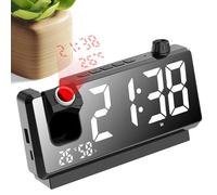 Projection Alarm Clock - HD LED Display Clock, Digital Time Projector, 180 Degree Rotatable Design with Adjustable Brightness, Modern Bedroom Desk Accessory, Smart Clocks for Home Office Decor