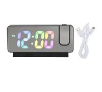 Projection ALOCK ALLOCK Éclairage réglable Numéro coloré rechargeable 12H 24H Sniomage Miroir à LED Corloge numérique pour le bureau du salon de la chambre (Coquille noire)