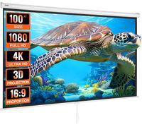 Projection Beamer Ecran 254 cm HD 4K Outdoor Indoor Manual Projector Screen Rapidement Pliable Ecran de cinéma portable 16 : 9 pour le home cinéma, le camping et les événements de loisirs Noir