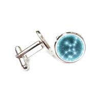 Projection Holographique Géométrique Sur Le Thème De L'Univers, Cadeau Littéraire, Vierge, Douze Signes Du Zodiaque, Boucle De Manchette Porte-Bonheur Personnalisée, Accessoire De Chemise, Cadeau