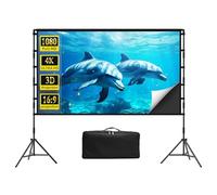 Projection Screen and Stand, Black lejiada Projector Screen with Stand, Foldable Portable Movie Screen with Carry Bag for Indoor Outdoor Home Theater, Backyard Cinema