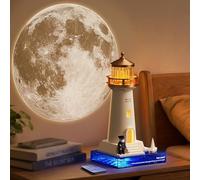 Projection Veilleuse Lampe Phare avec Télécommande, 5 Types de Projection Sunset Lune Aurore Boreale Saturne Voie Lactée, LED Lampe D'ambiance Originale pour Decoration Chambre Lumiere Interieur