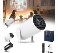 Projector Go, ProjectorGo, PocketBeam Projecteur intelligent 180°, support de projecteur portable d'extérieur, écran de 130 pouces, 4K 1080p HD, mini projecteur portable pour famille et extérieur