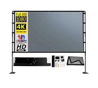 Projector Screen, Écran de projecteur avec Support Gris Anti-lumière, Plaque de Fer Pliable de 84 à 120 Pouces, Double Support avec Sac de Transport Portable,Parts(100 inch)