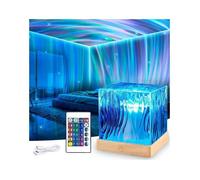 Projector, starry sky, night light, water waves, 16 colors, cube, crystal, Aurora Boreal lamp