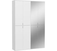 ProjektX armoire de rangement 8 portes blanche, miroir.