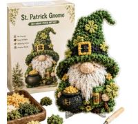 Projet d'art textile avec un nain St Patrick prêt à être affiché | Projet d'art textile complet, construction en tissu texturé, résultat prêt à être affiché pour une étagère ou un mur